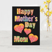 Happy Moederdag voor mama en kleurrijke retro hart Kaart (Gele Bloem)