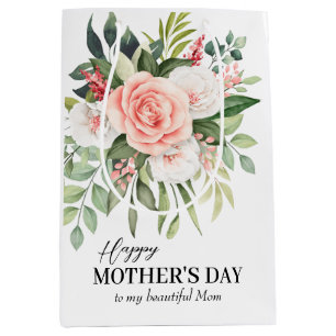 Happy Moederdag voor mijn moeder Elegant Rozen Cus Medium Cadeauzakje