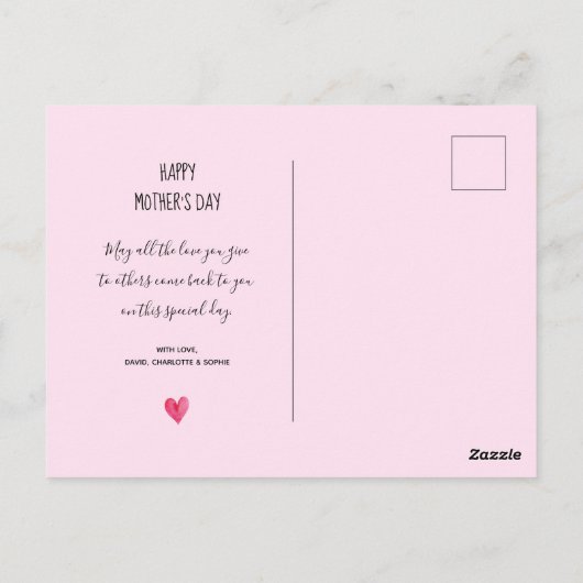 "Happy Moederdag"-Waterverf Bloedzool Briefkaart (Achterkant)