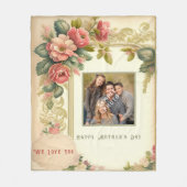 Happy Moederdag Waterverf Flowers Foto Fleece Deken (Voorkant)