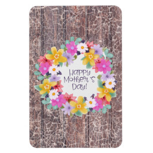 Happy Moederdag Waterverf Flowers Wreate Magneet