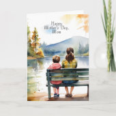 Happy Moederdag | Waterverf moeder en zoon Kaart (Voorkant)