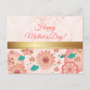 Happy Moederdag Waterverf Roze Flowers Briefkaart