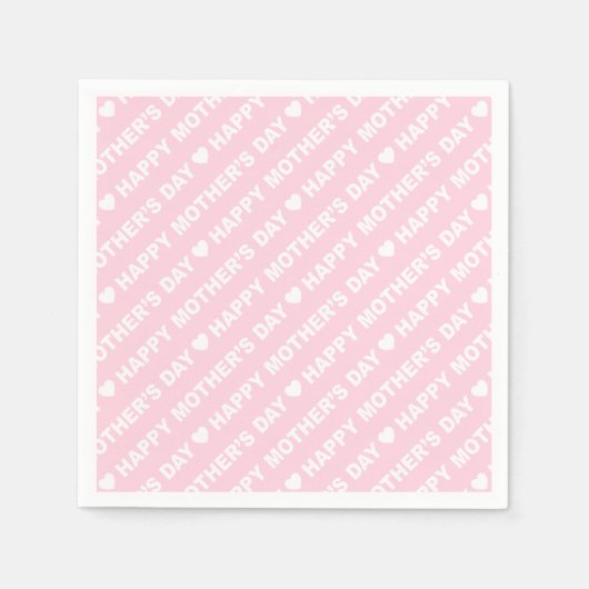 Happy Moederdag White op lichtroze Servet (Voorkant)