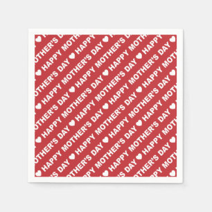Happy Moederdag White over donkerrood papier Napki Servet