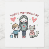 Happy Moederdag Wijn Etiket (Enkel label)