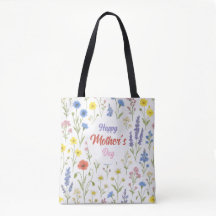 Happy Moederdag Wildflower Canvas tas