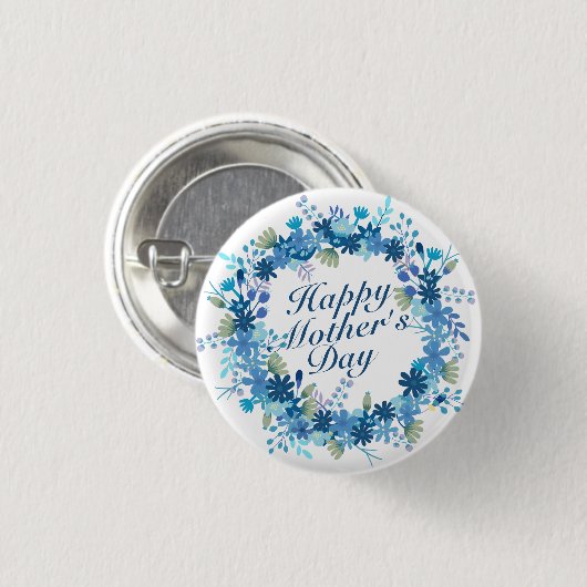 Happy Moederdag Winter Floral Wreath Button (Voorkant /achterkant)