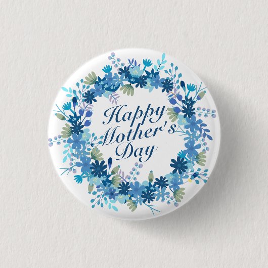 Happy Moederdag Winter Floral Wreath Button (Voorkant)