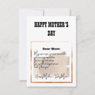 HAPPY MOEDERDAG WISHES/ SPECIALE BRIEF VOOR MOM KAART