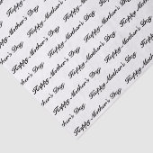 Happy Moederdag wit zwart elegant script tekst Tissuepapier (Detail)