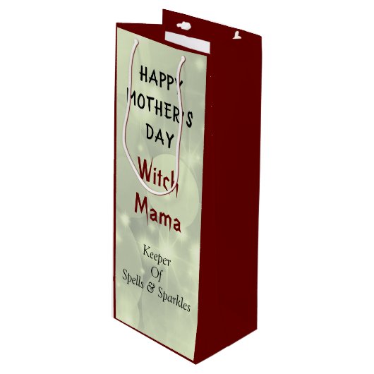 Happy Moederdag Witch Mama design Wijn Cadeautas (Voorkant Gekanteld)