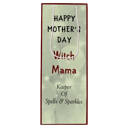 Happy Moederdag Witch Mama design Wijn Cadeautas (Voorkant)