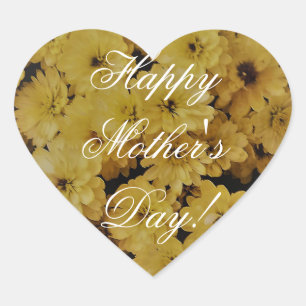 Happy Moederdag Yellow Daisy Flowers Floral Hart Sticker