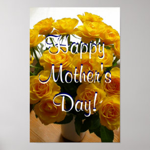 Happy Moederdag Yellow Roses Poster