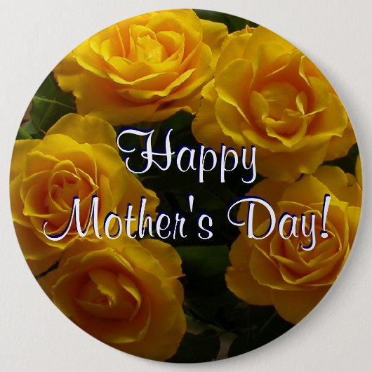 Happy Moederdag Yellow Roses Ronde Button 6,0 Cm (Voorkant)