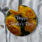 Happy Moederdag Yellow Roses Ronde Button 6,0 Cm (In situ)