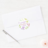 Happy Moederdag Zachte Bloemen Waterverf Pastel Ronde Sticker (Envelop)