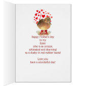 Happy Moederdag, zuster Cute Duck Red Boots (Binnen (Rechts))