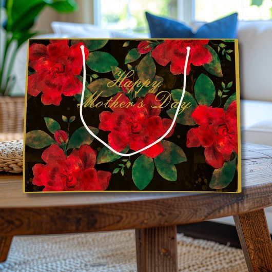 Happy Moederdag  zwarte rode rozen Groot Cadeauzakje