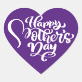 Happy Moeders Day Heart Shape Paars Hart Sticker (Voorkant)
