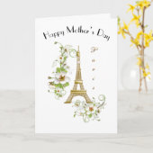 Happy Moeders Day  Paris Eiffel Tower Kaart (Gele Bloem)
