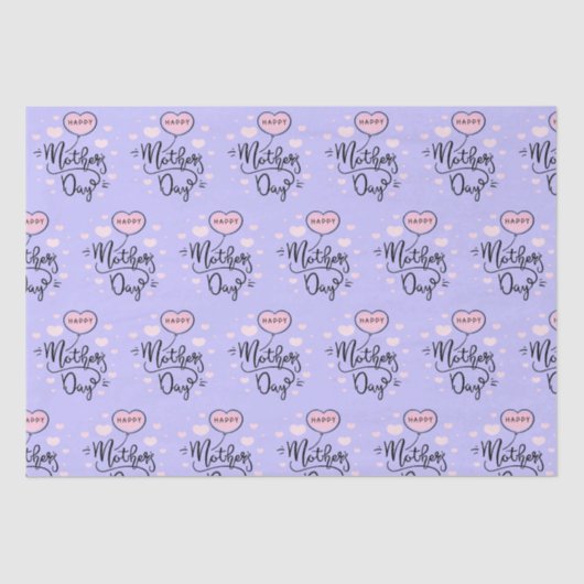 Happy Moeders roze Harten Dag Moderne Typografie Tissuepapier (Voorkant)