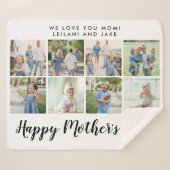 Happy Moeders Whtie Photo Collage Sherpa Deken (Voorkant (horizontaal))