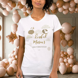 Happy Mom Neutral Boho Onederful Family Birthday T-shirt