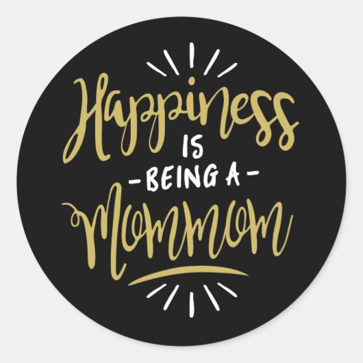 Happy Mommom Ronde Sticker (Voorkant)