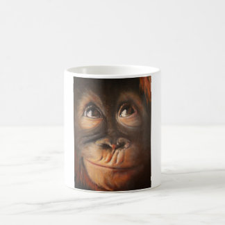 Happy Monkey glimlachend olie schilderend Oranguta Koffiemok