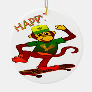 happy Monkey Keramisch Ornament