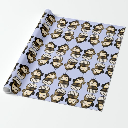 Happy monkey wrapping papier (Uitgerold)