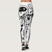 HAPPY MONSTER BLACK EN WITTE Leggings (Achterkant)