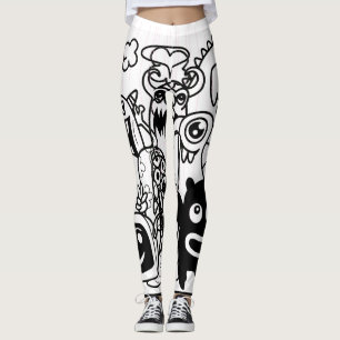 HAPPY MONSTER BLACK EN WITTE Leggings