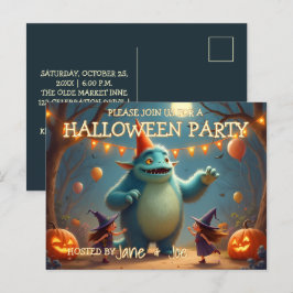 Happy Monster Halloween Party voor kinderen Feestdagenkaart