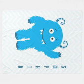 Happy Monster met voornaam, klein Kind Fleece Deken (Voorkant (Horizontaal))
