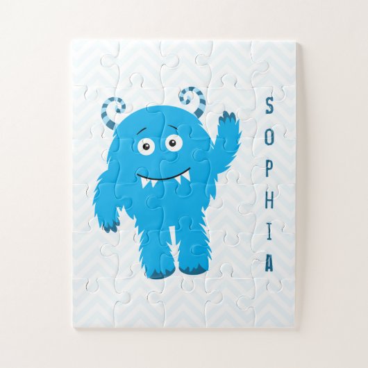 Happy Monster met voornaam, klein Kind Legpuzzel (Verticaal)
