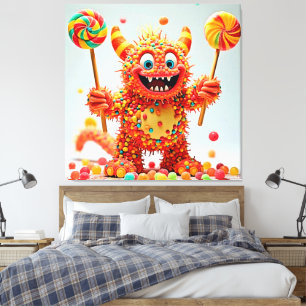 Happy Monster Snoep Delight Design Canvas Afdruk