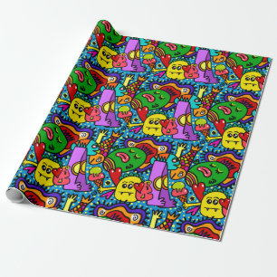 HAPPY MONSTER Wrapping Paper Cadeaupapier