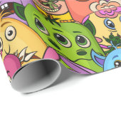 Happy Monsters Patroon Cadeaupapier (Rol Hoek)