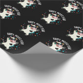 Happy Moo Year Funny Koe Pun Dark BG Cadeaupapier (Hoek)
