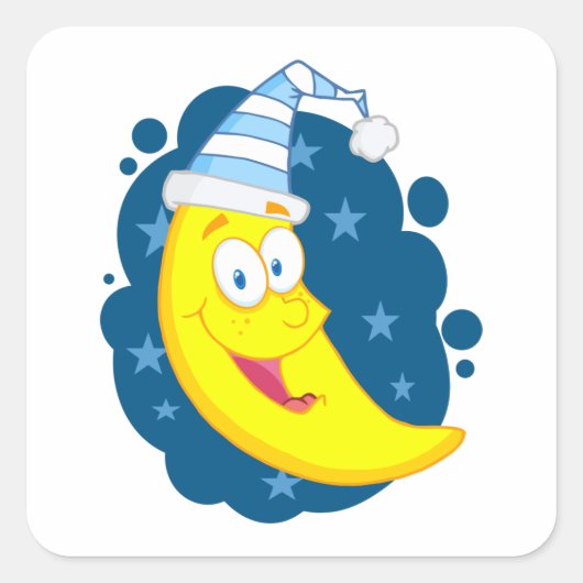 Happy Moon Face Vierkante Sticker (Voorkant)