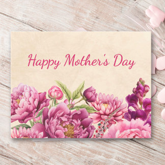 Happy Mother’s Day Pink Peony Floral Design Feestdagenkaart