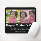 Happy Mothers Day, 2 foto's collage stijlvol zwart Muismat (Met muis)