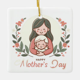 Happy Mother's Day - A Mom's Embrace Floral Keramisch Ornament