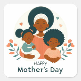 Happy Mother's Day - A Mom's Loving Embrace Vierkante Sticker