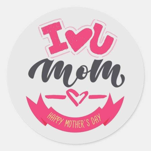 Happy Mothers Day Best Moeder Ever Ronde Sticker (Voorkant)