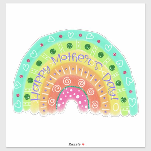 Happy Mother's Day Boho Rainbow Sticker (Vel)
