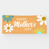 Happy Mothers Day Boho Retro Daisies Floral Spandoek (Horizontaal)